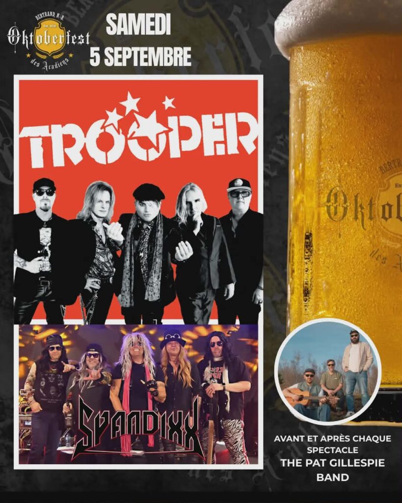 Le samedi soir promet d’être un moment fort du week-end avec la présence en vedette de Trooper, groupe mythique du rock canadien, qui fera vibrer le chapiteau avec ses plus grands classiques.